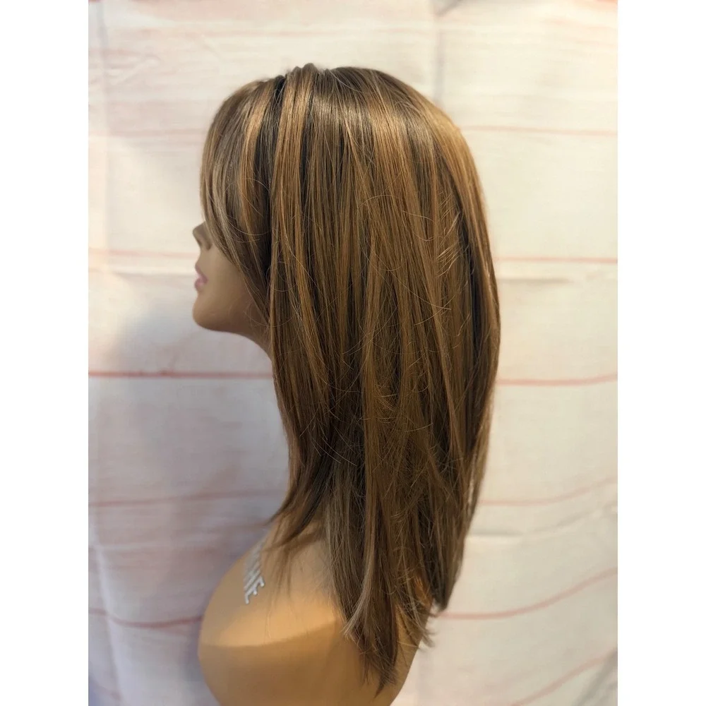 Brown banged wig